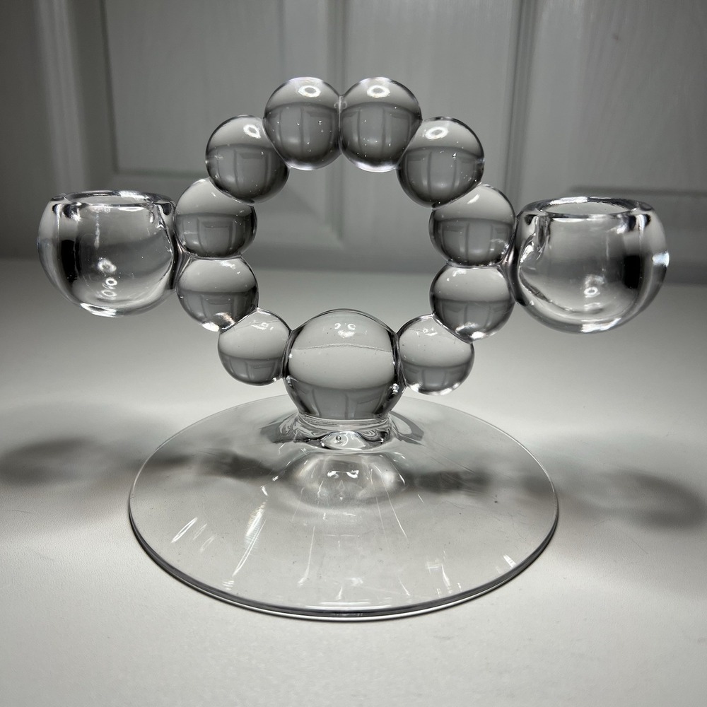 Vintage Imperial Glass Candlewick Double Light Candle Holder Clear Blown